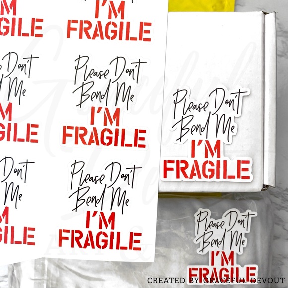 Please Don’t Bend Me I’m FRAGILE - 2" (inches) Sticker(96ct.)  [GD61-96] - Picture 4 of 5